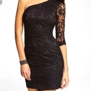 NWT, Express Black One Shoulder Lace Dress